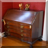 F58. Slant front mahogany desk. 42”h x 36”w x 18”d - $75 